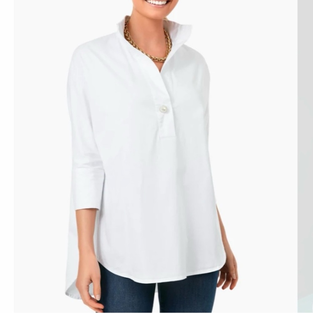 Tuckernuck Blanc Willow Blouse Womens Medium White Shirt Top Preppy Casual